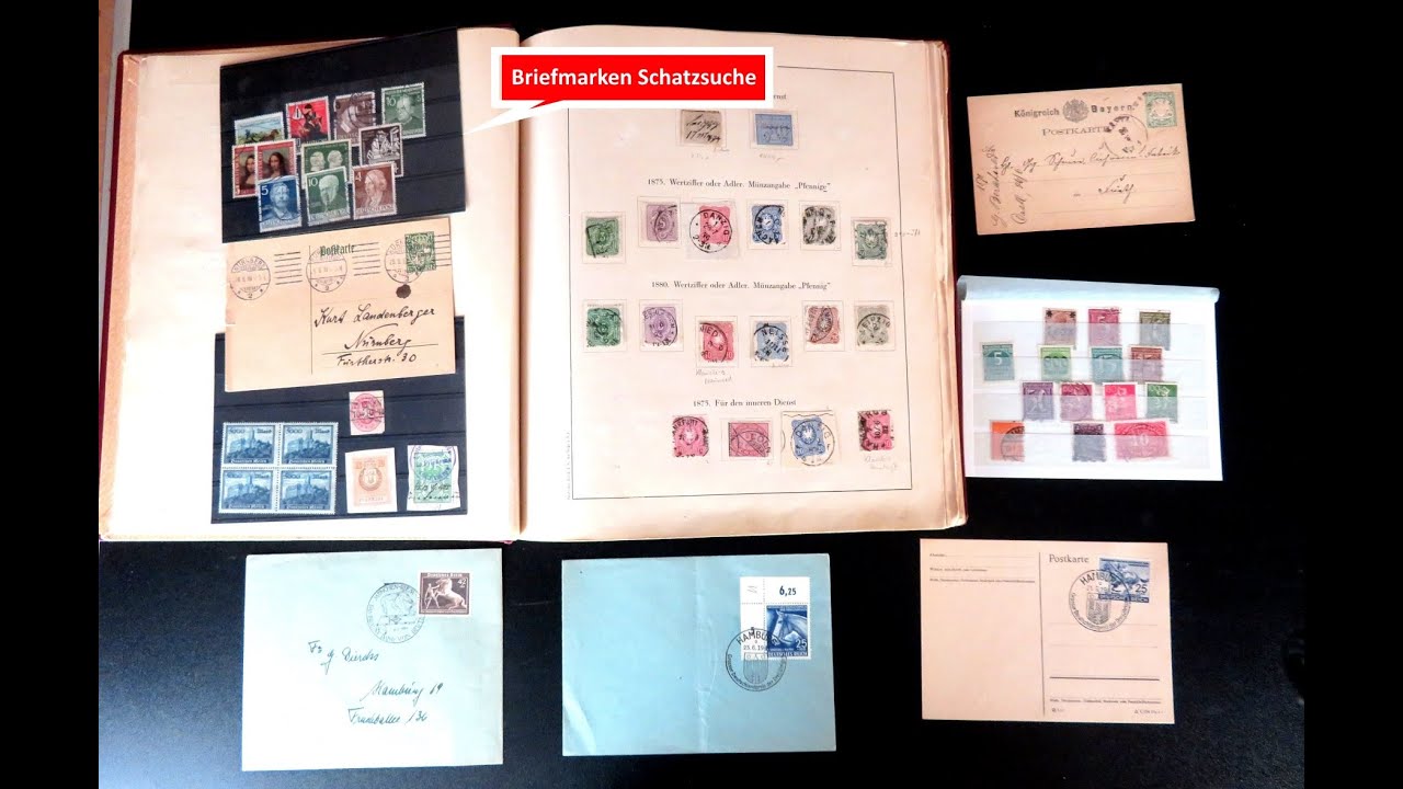 Briefmarken Schatzsuche mit Briefmarken, Briefen und Karten mit Deutsches Reich Album