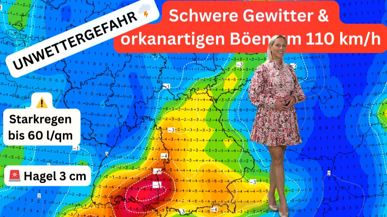 Unwetter-Alarm: Starkregen bis 60 l/qm, Hagel bis 3 cm & orkanartige Böen– doch Spätsommer in Sicht