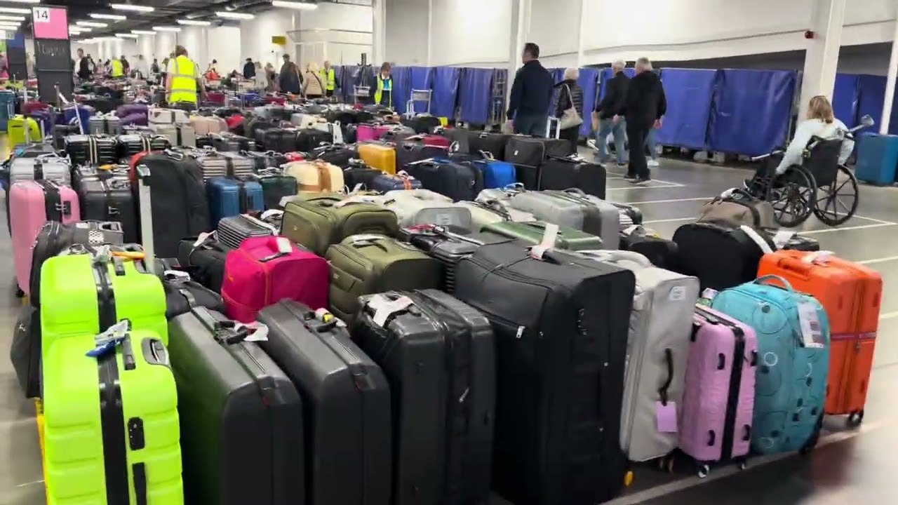 Packing luggage into hall the night before departure P&O Cruise Iona