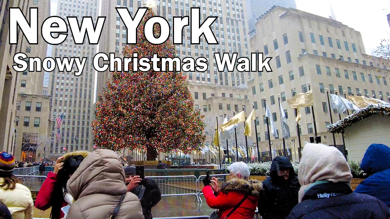 Manhattan Christmas Snow Walking Tour (4K)