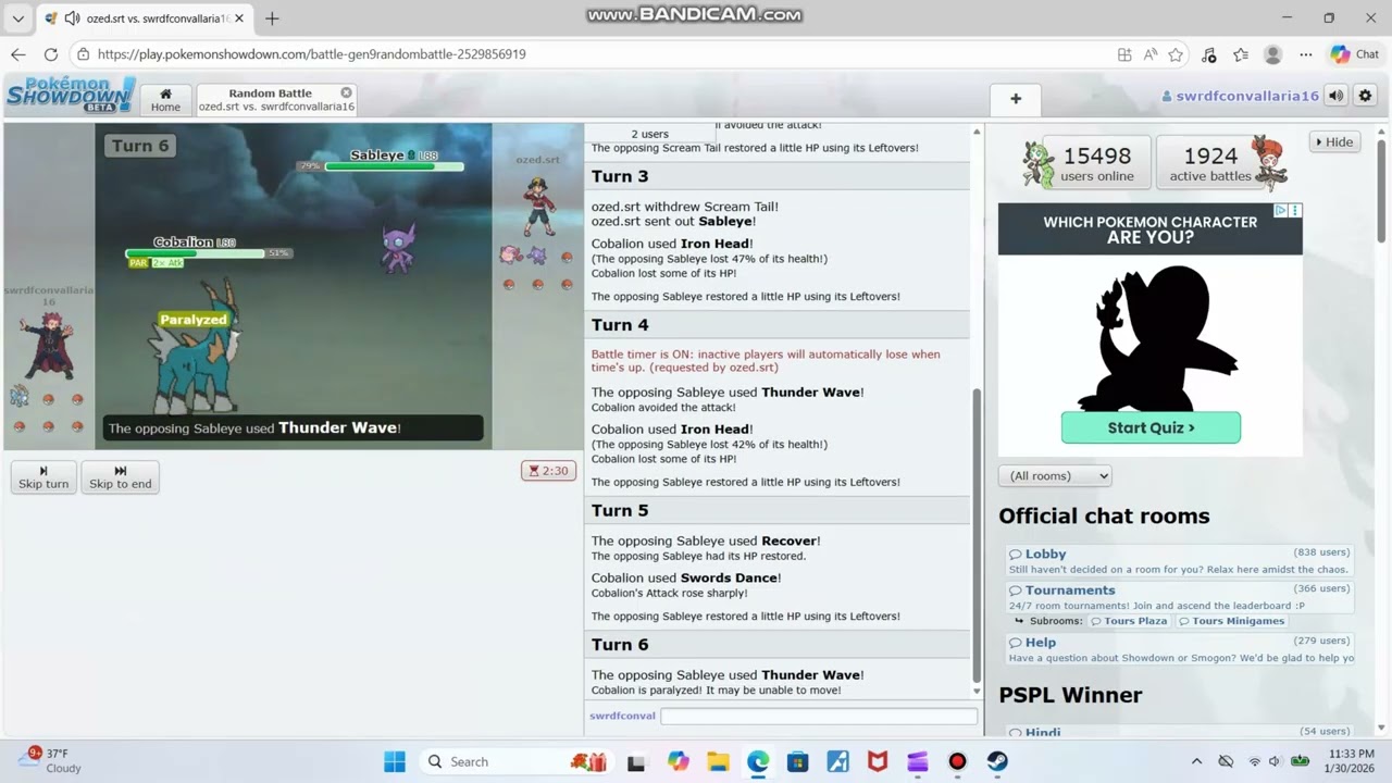Pokémon Showdown Random battles (65)
