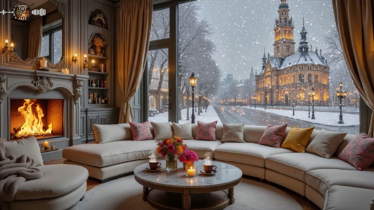 Уютный зимний снежный джаз 🎹 Фортепианные мелодии, кофейня для концентрации