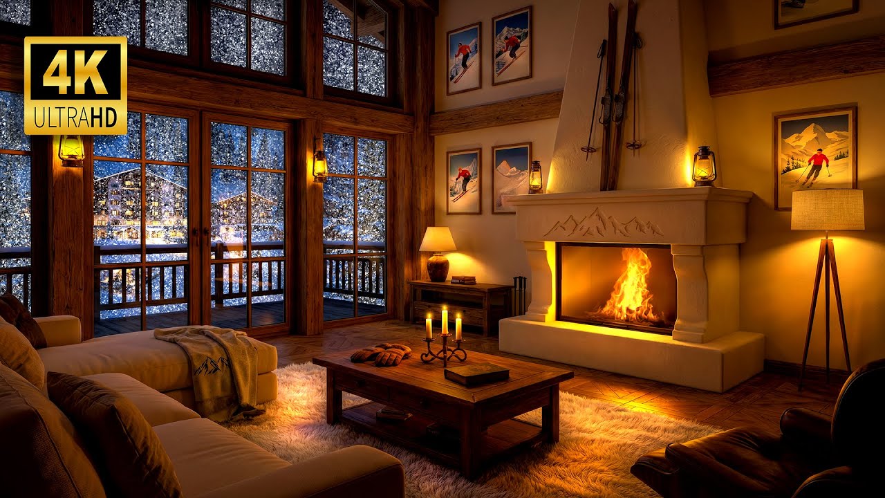 Luxury Chamonix Chalet 🇫🇷 Heavy Snow & Fireplace [7 Hours]