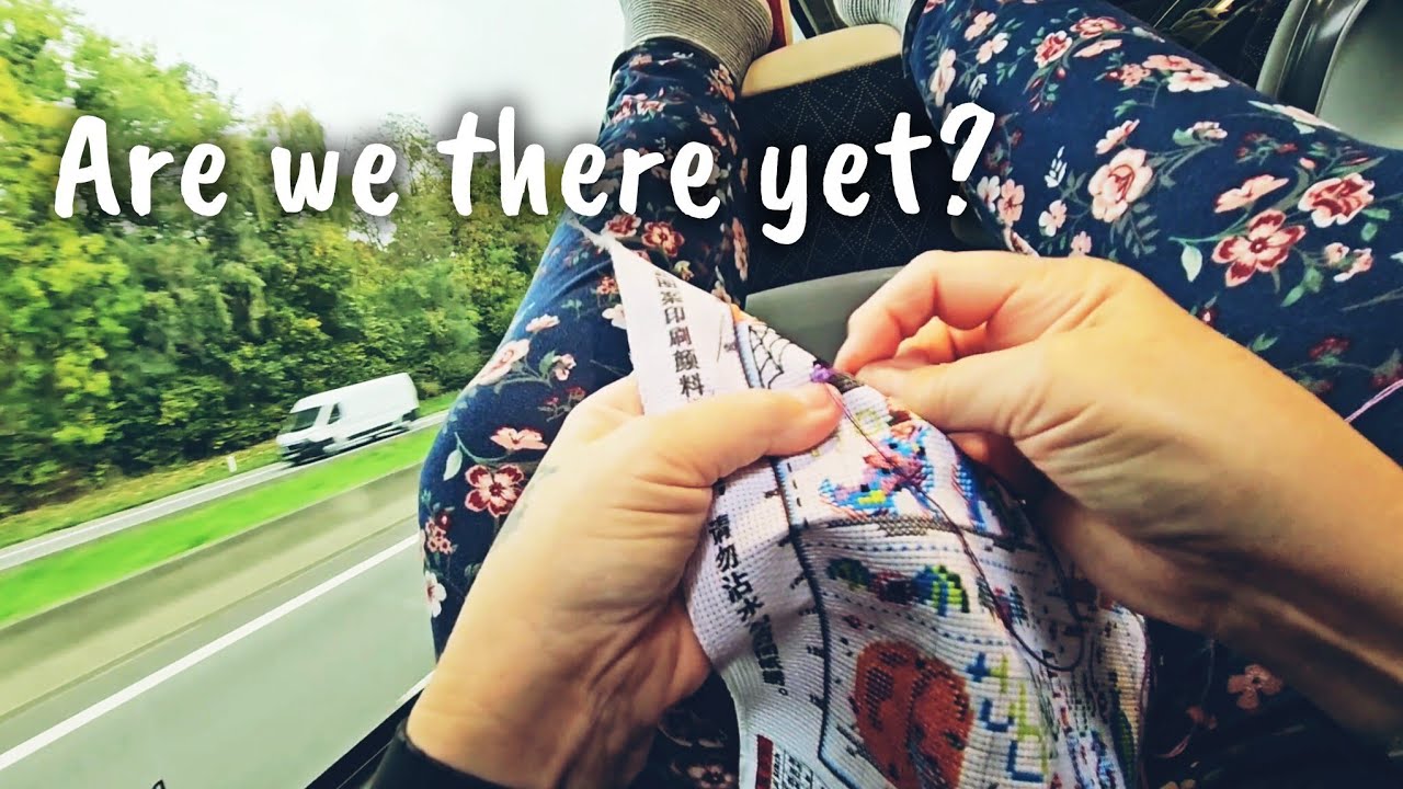 STITCHING MY WAY HOME FROM PARIS... very boring 14 hour bus journey zzzZ #crossstitch 