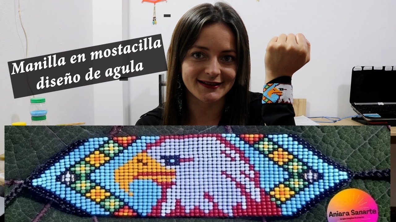 Manilla en mostacillas diseño de águila paso a paso (Aniara Sanarte)