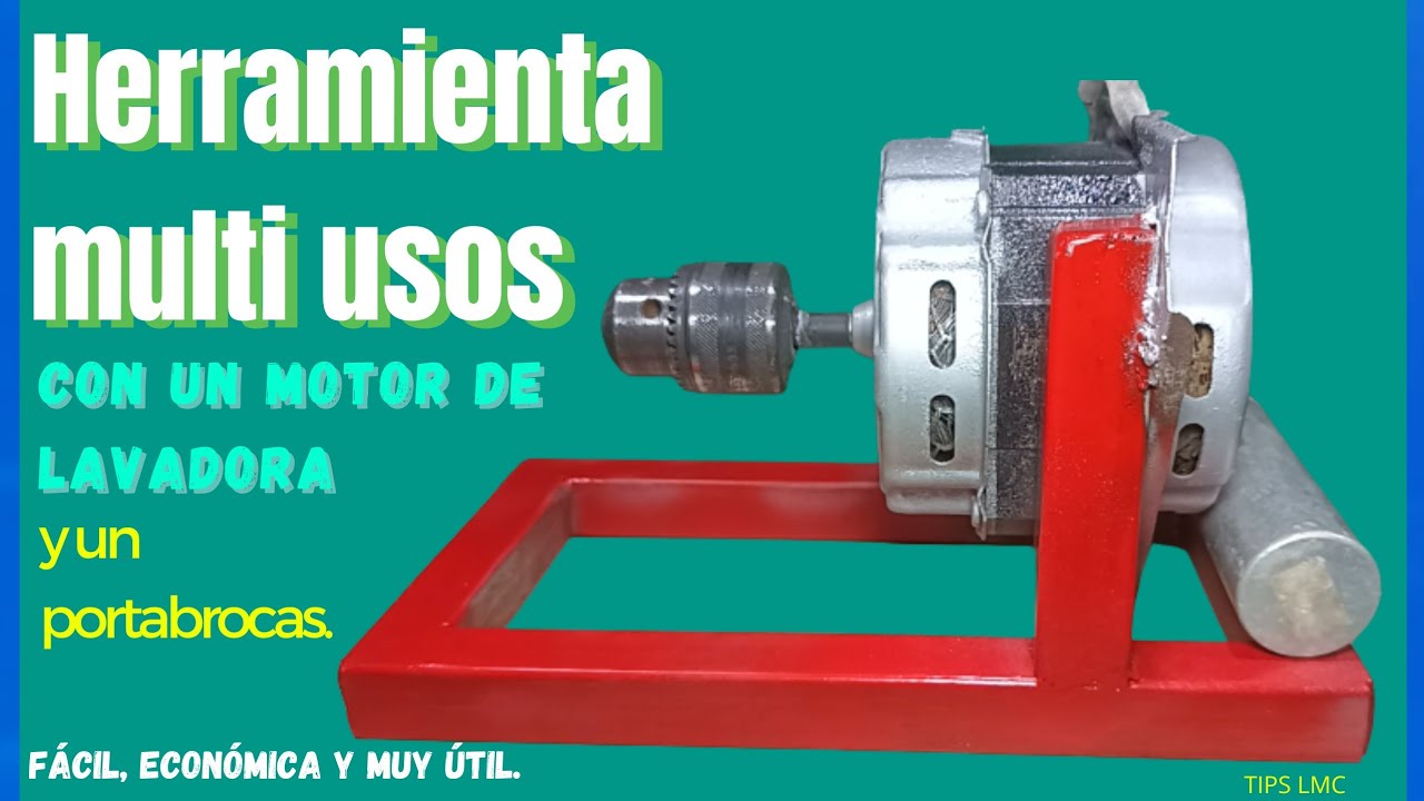 Motor de lavadora con portabrocas, Cómo hacer herramienta multiusos. DIY herramienta casera.