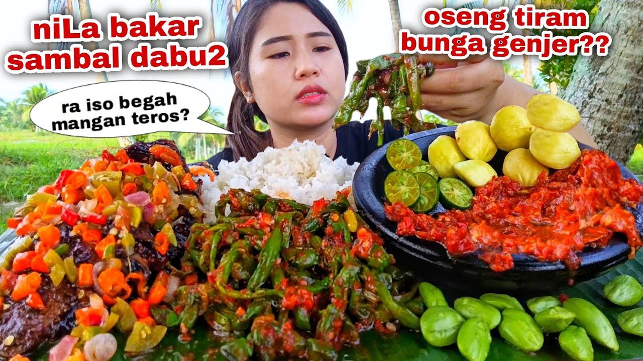 NGEUNAH PISAN⁉️ OSENG BUNGA GENJER IKAN BAKAR SAMBAL DABU2 LALAPAN JENGKOL MENTAH CAMPUR PETE