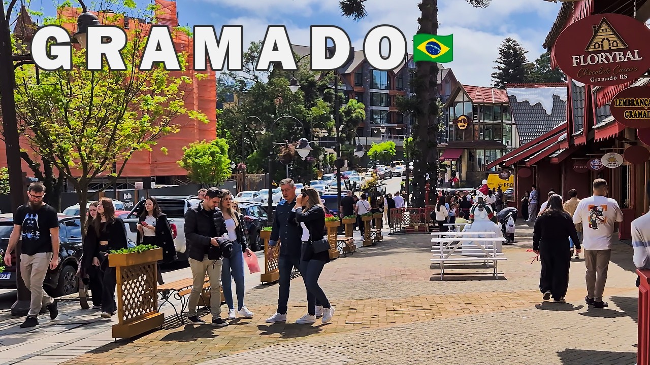 GRAMADO RS | Caminhada pelo Centro da Cidade em um Dia de Primavera – 4K