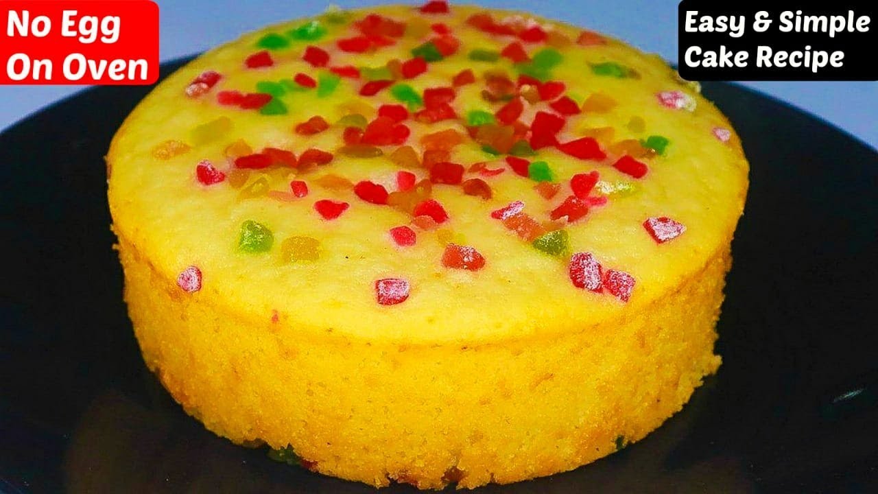 कढ़ाई में बनाये बिना अंडे का केक - सूजी केक | Eggless Suji Cake Without Oven |Rava Cake/Semolina Cake