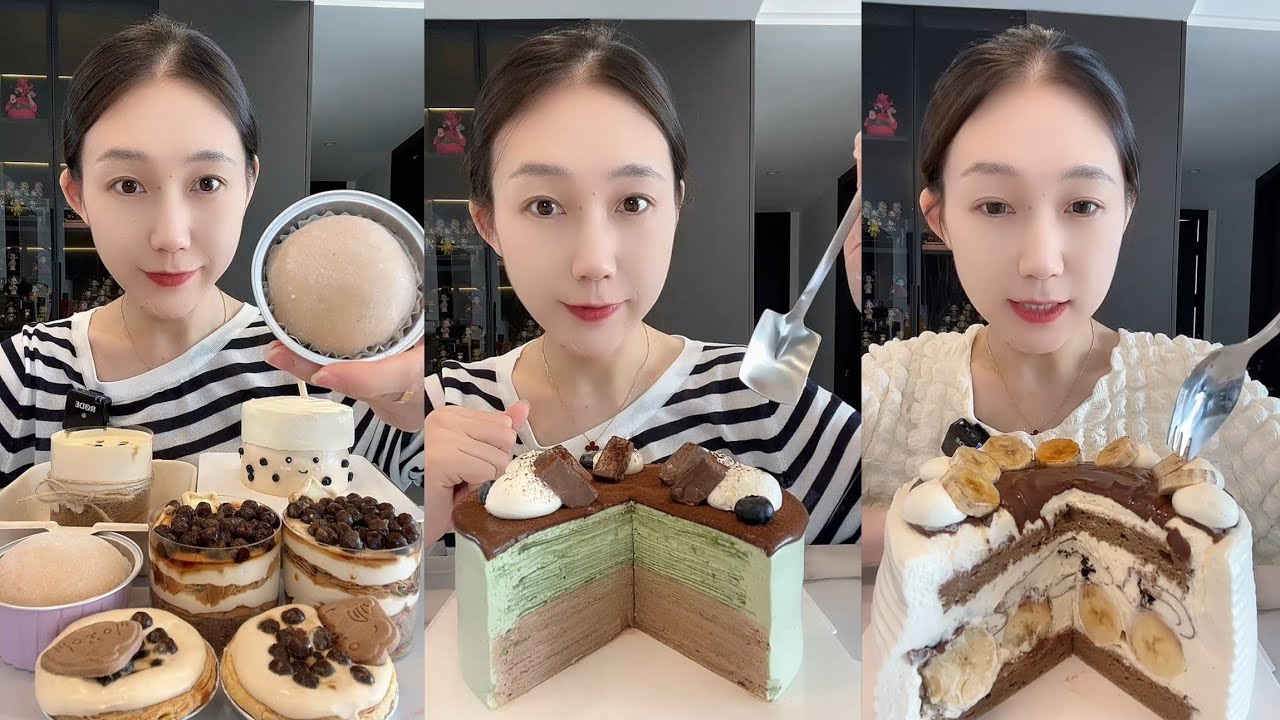 ASMR Challenge Eating Dessert 🍰🎂 Cake Cream chocolate cheesecake 😋#creamcake #chocolate #tiramisu 