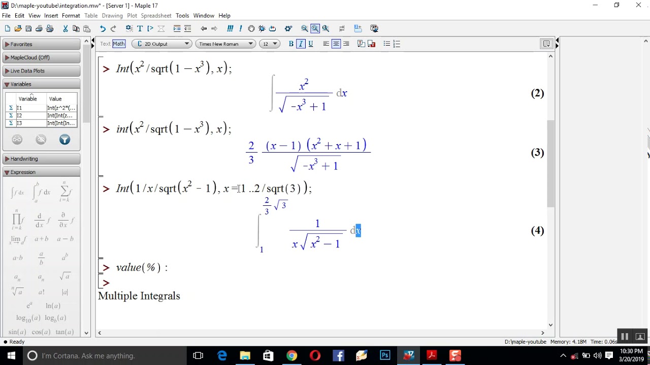 Integration in Maple