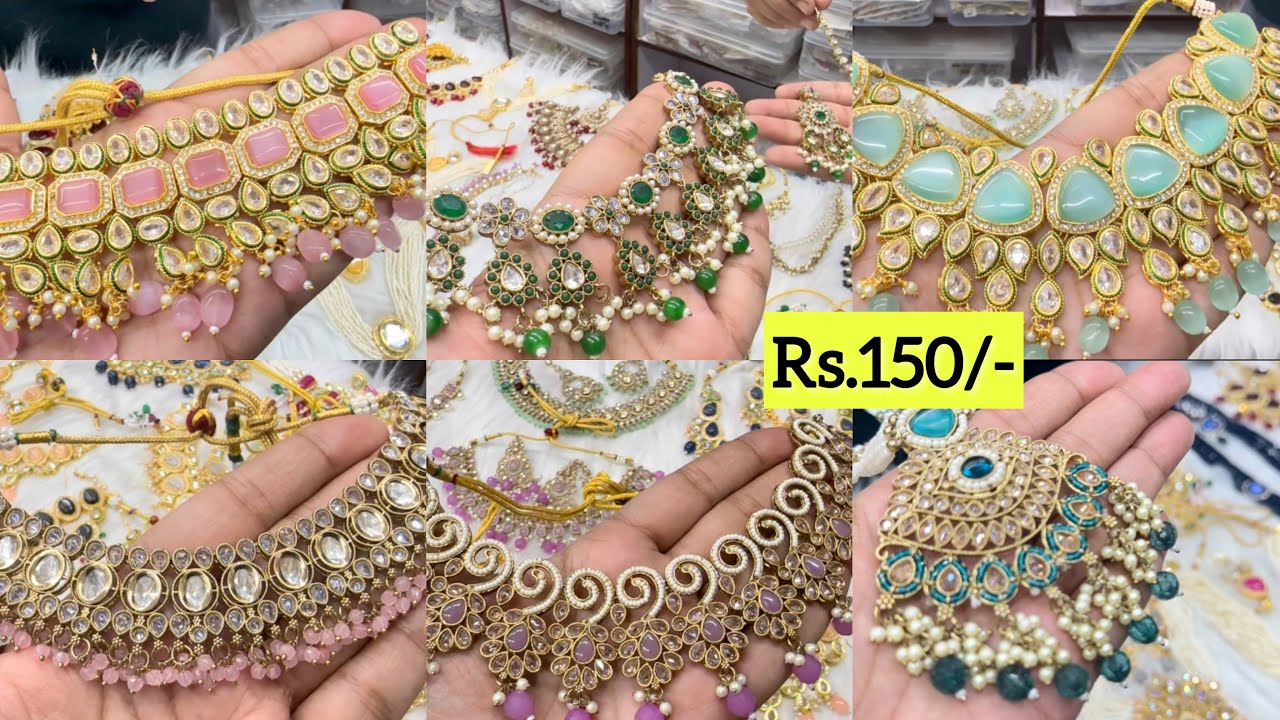₹150/- Kundan Polki Jewellery Supplier | Artificial Jewellery Wholesale Market in Delhi