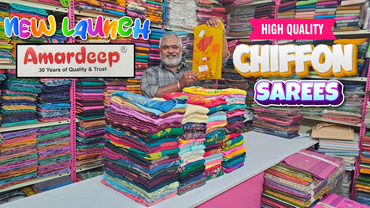🌟 New Launch! Amardeep Branded Chiffon Sarees | HQ Quality 💃| New Arrival at KLMN Fashion ✨|
