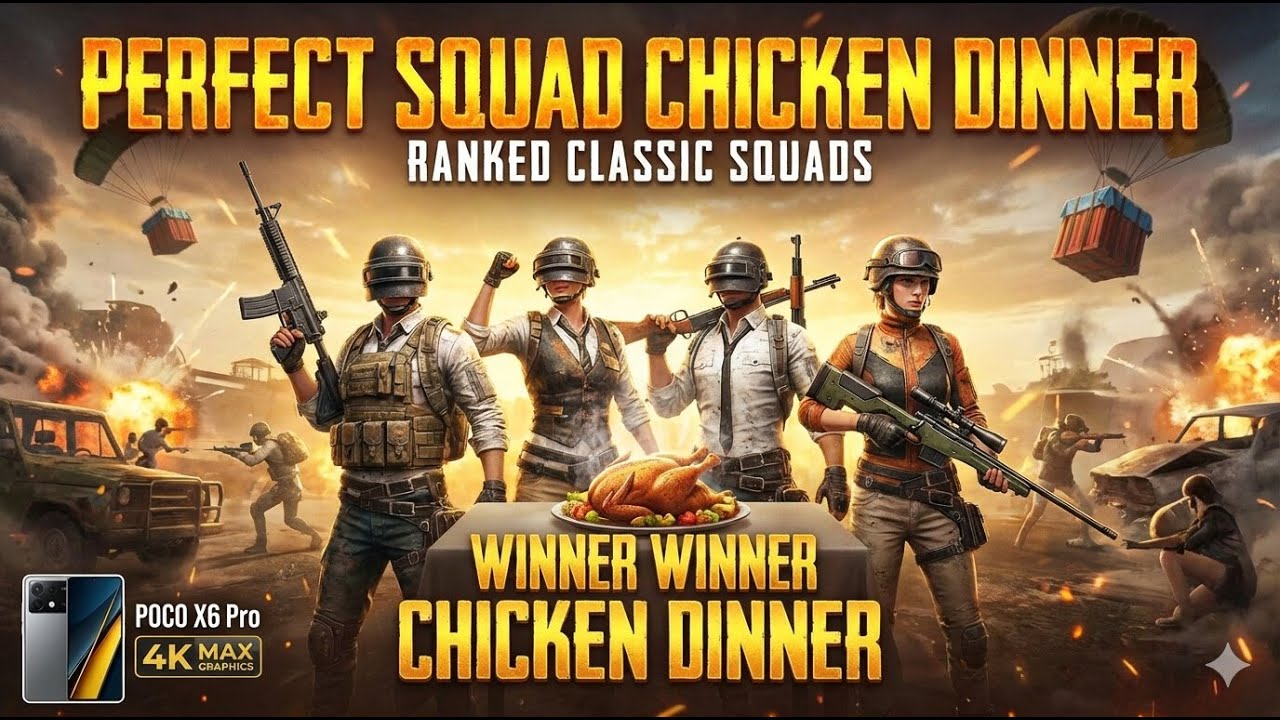PUBG Mobile - [EPIC] All 4 Together = CHICKEN DINNER Victory!
