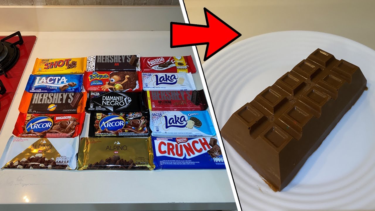 DERRETI TODAS AS BARRAS DE CHOCOLATE DO MERCADO E FIZ UMA MEGA BARRA NOVA!!! (ficou ruim?)