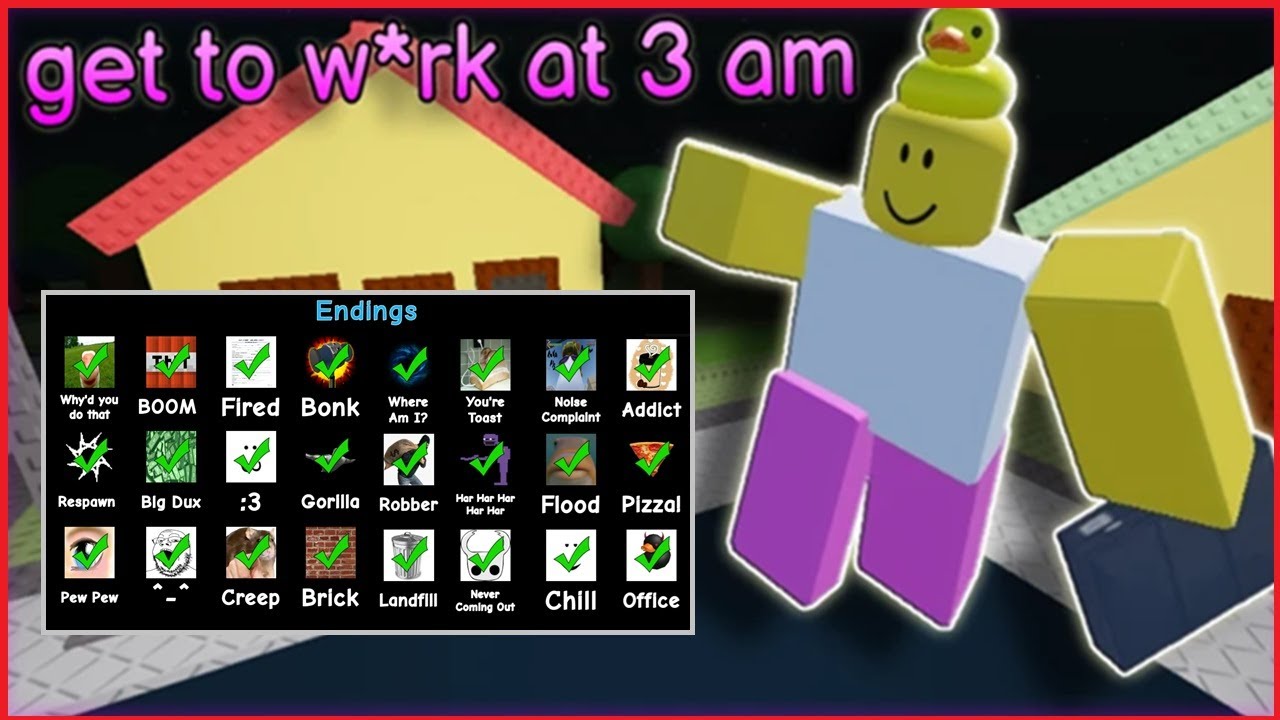 Roblox GET TO WORK AT 3 AM | ALL 24 Endings