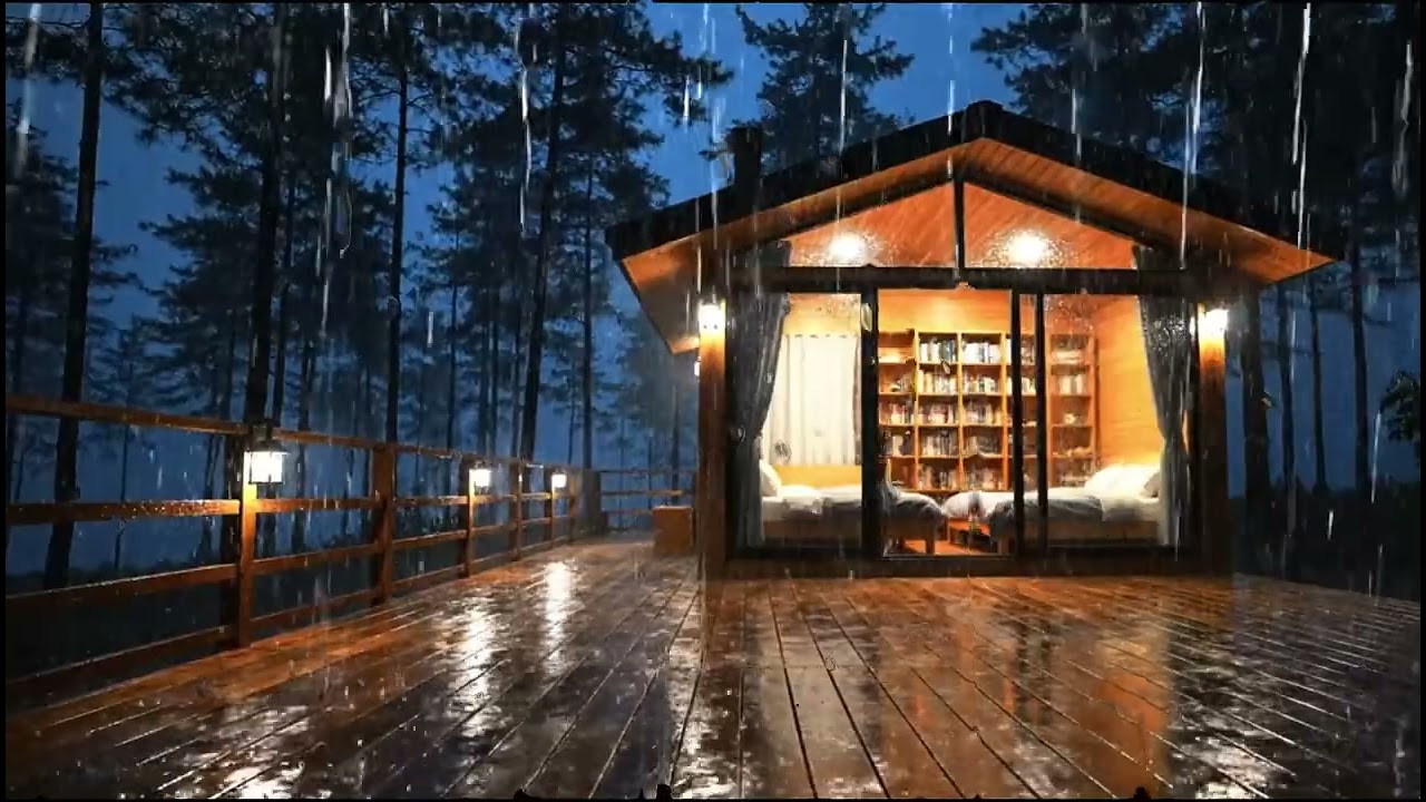 NO ADS Cozy Forest Cabin Rain & Distant Thunder | Sleep, Study, Relax. #sleepaid #rainsound