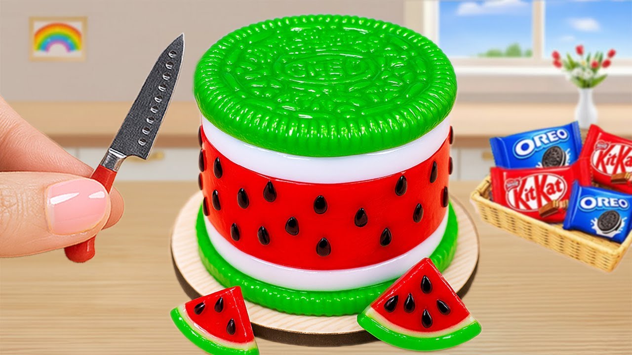 Niesamowite ciasto Oreo z arbuzem | Jak zrobić pyszne miniaturowe ciasto czekoladowe Oreo