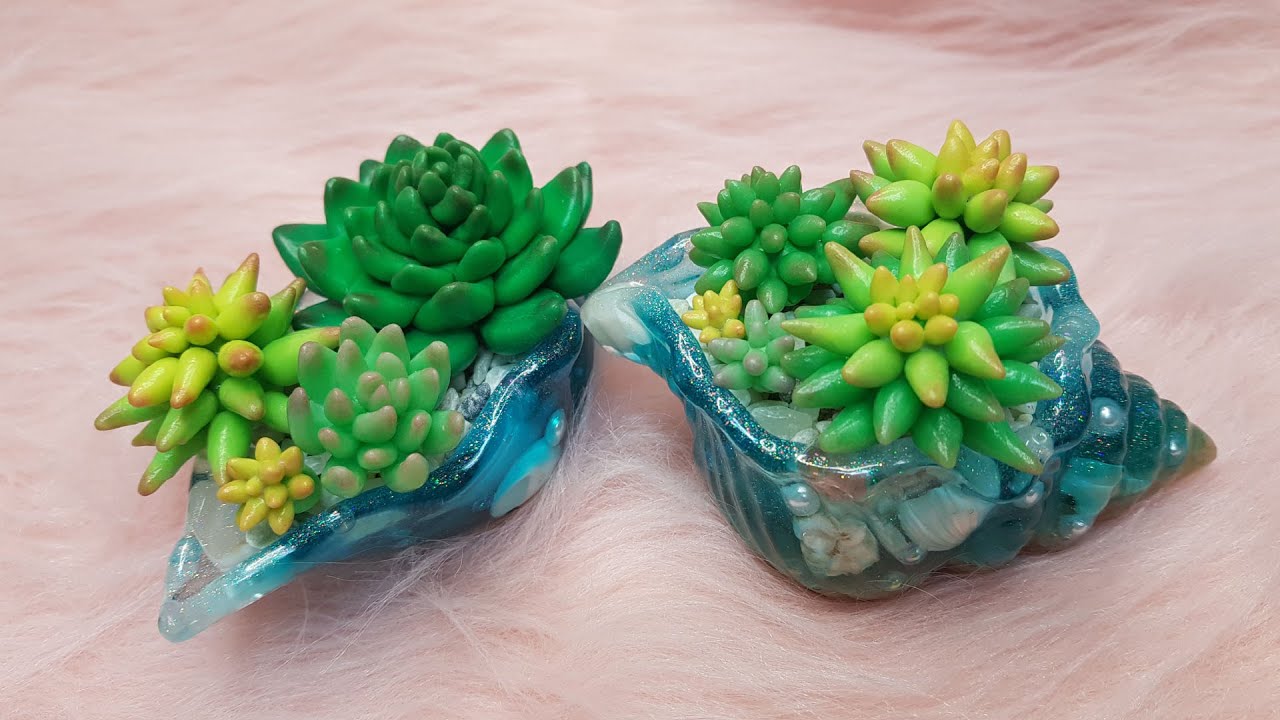 내 식물은 내가 만든다🌿점토+레진으로 다육이 만들기😍🌱