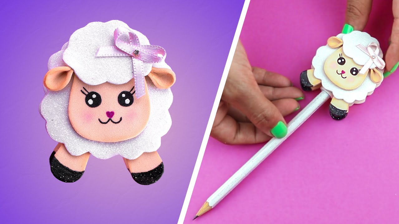 Como fazer Lembrancinha Bíblica para  Páscoa | Decoração para lápis Ovelhinha 🐏 DIY volta as aulas