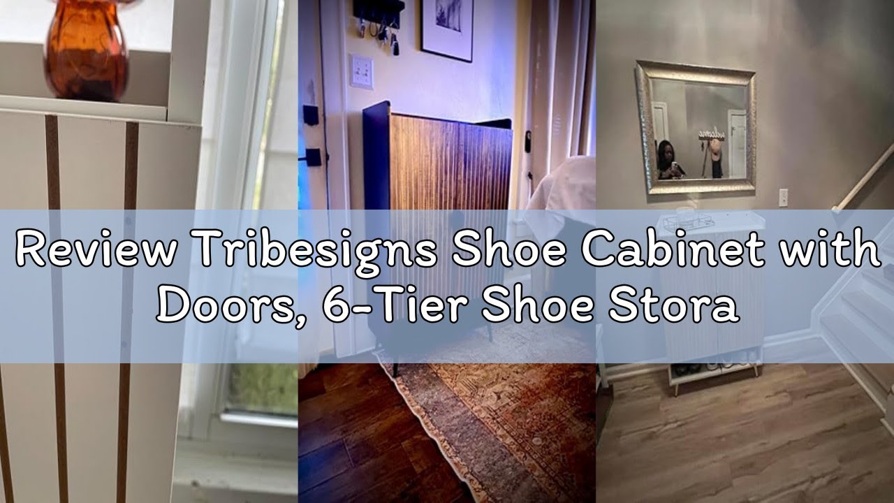 Review Tribesigns Shoe Cabinet with Doors, 6-Tier Shoe Storage Cabinet with Adjustable Shelves, Wood