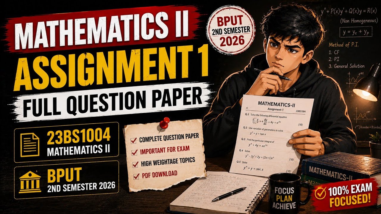 Mathematics II Assignment 1 Full Question Paper | 23BS1004 | BPUT 2nd Semester 2026