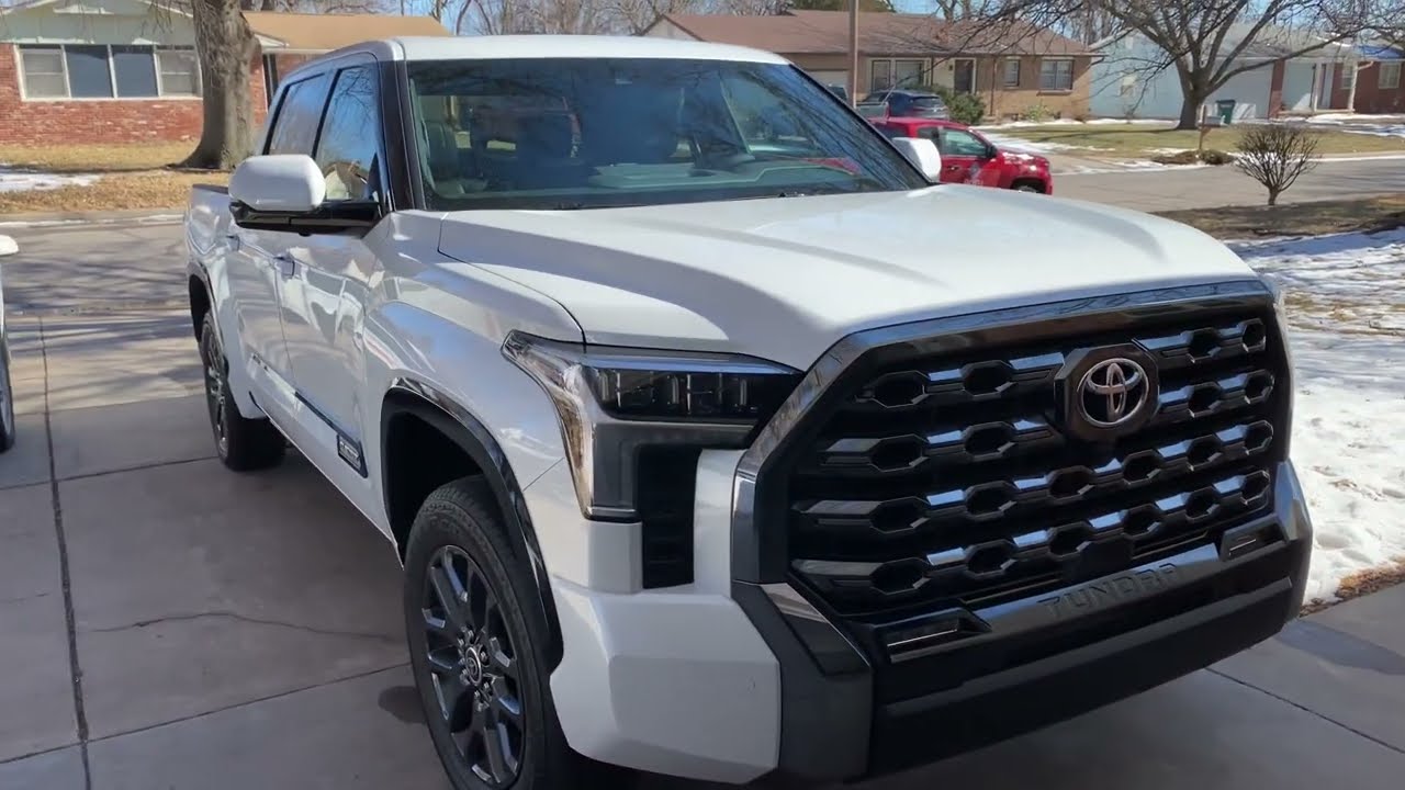 2022 Toyota Tundra Platinum in Wind Chill Pearl. Walk around Interior Exterior.