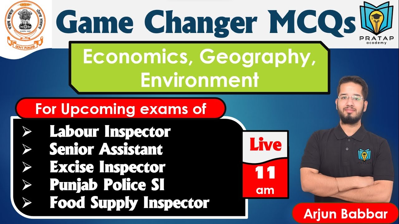 GK MCQs for Punjab Labour Inspector 2024 | Economics MCQs | Geography MCQs | Environment MCQs