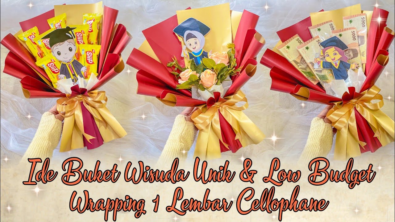 BUKET WISUDA UNIK DENGAN TOPPER GAMBAR WISUDA PENGGANTI BONEKA WISUDA WRAPPING 1 LEMBAR CELLOPHANE