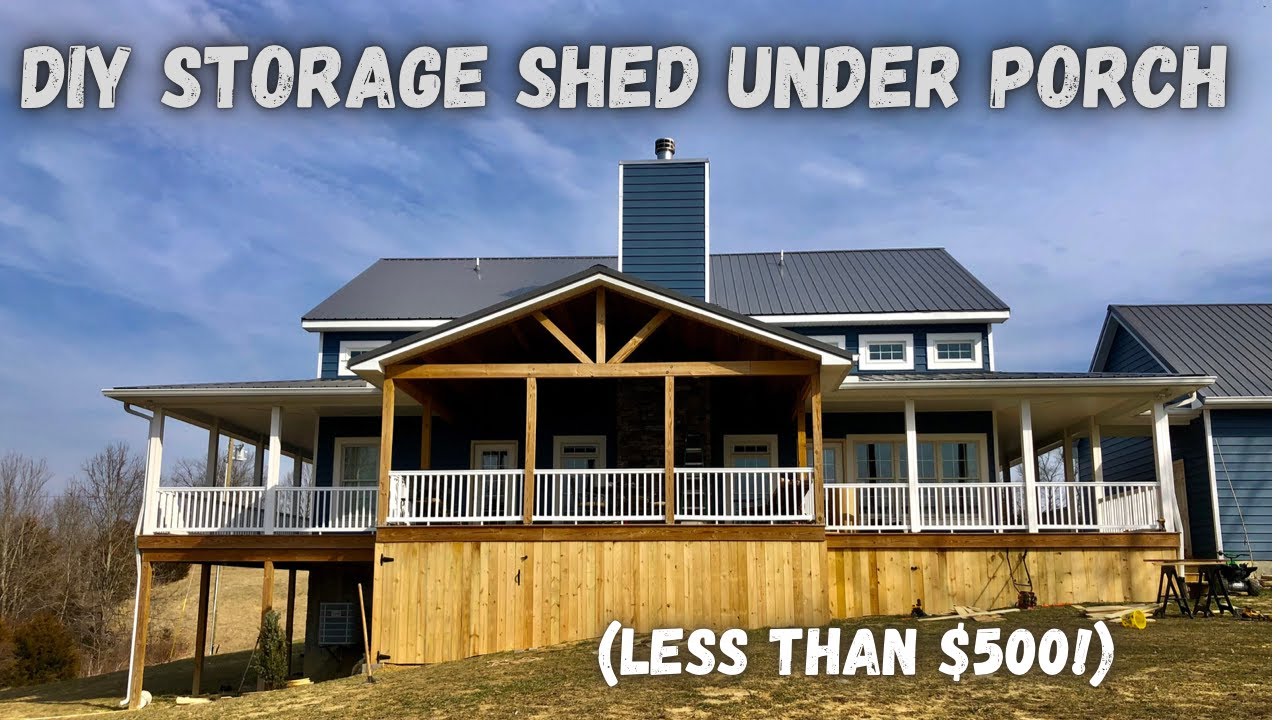 Building our Farmhouse: #61- Building a GIANT STORAGE SHED under our porch!