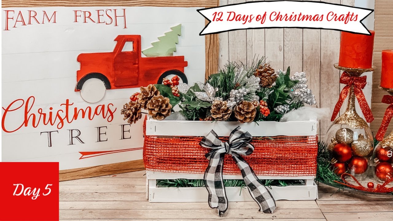 Dollar Tree DIY Holiday Paint Stick Basket | 12 Days of Christmas Crafts