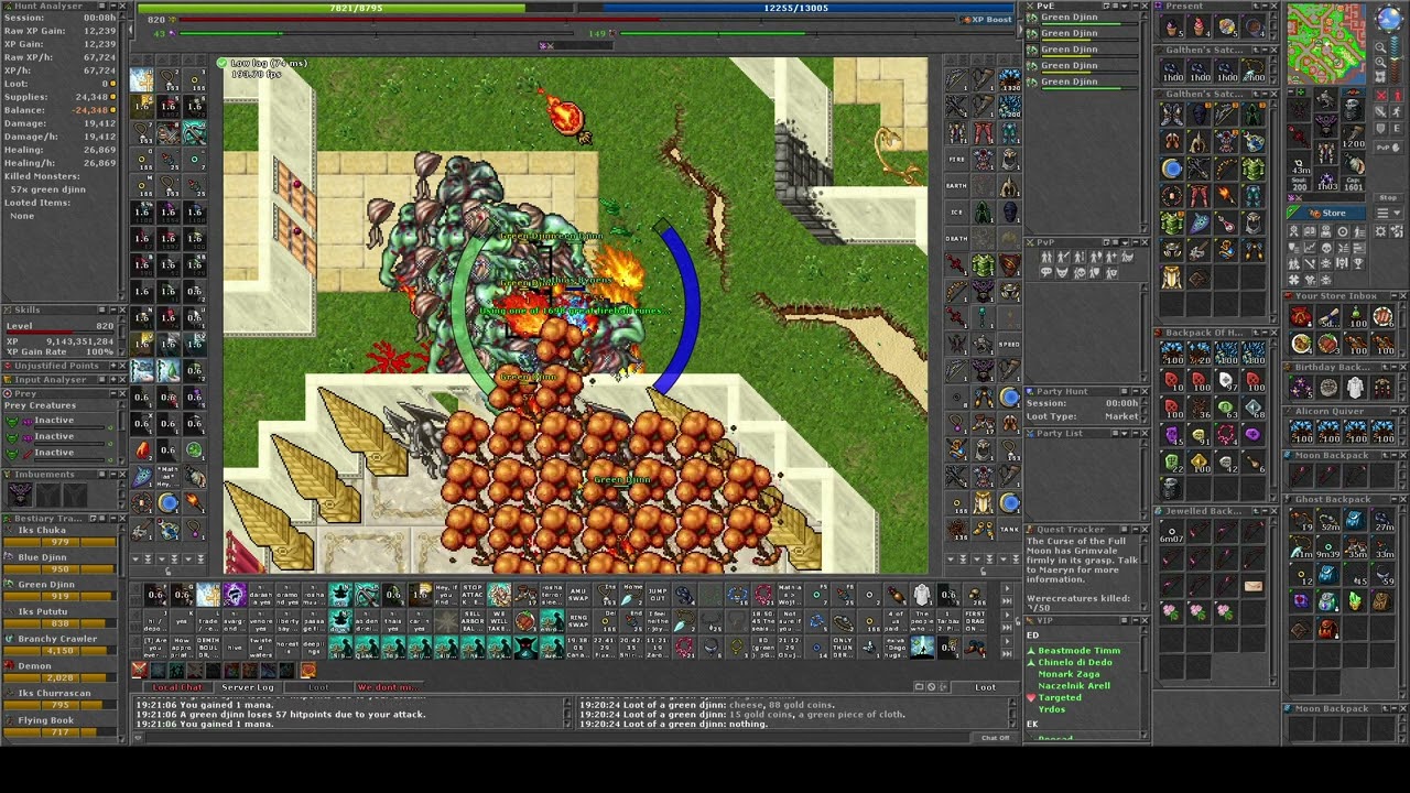Tibia Bestiary: green djinn + blue djinn duo strat (rapid respawn)