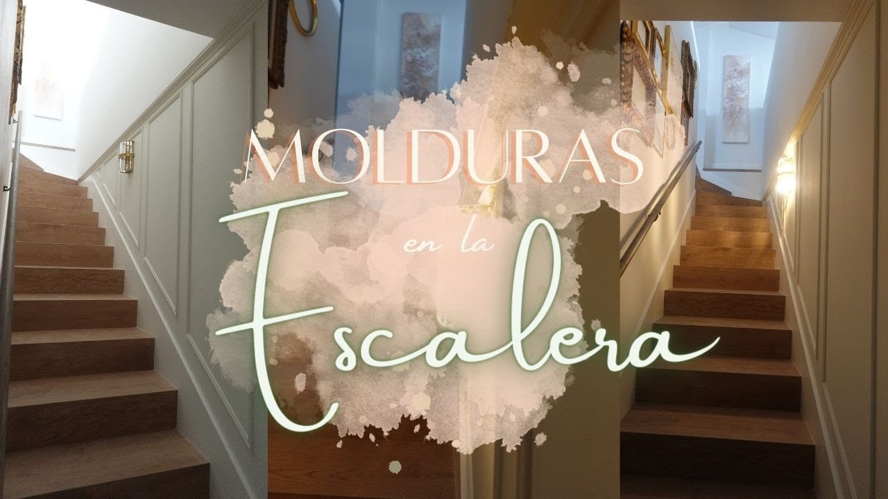 Cómo poner MOLDURAS 🛠️  | Ponemos MOLDURAS en la PARED de la ESCALERA | Cambio de aplique de luz 💡