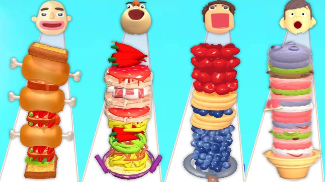 Sandwich Runner, Noodle Run, Pancake Run, Ice Cream Run - Quadruple Gameplay All Levels Mod APK