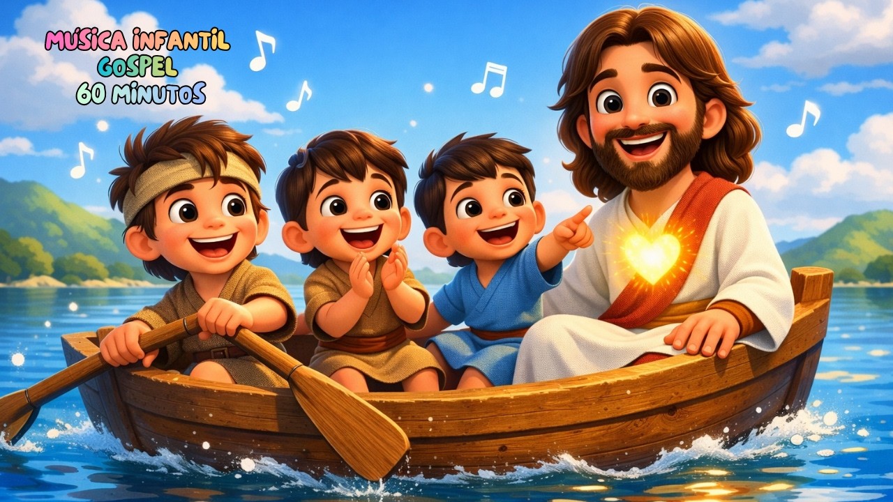 1 Hora de Música Gospel Infantil com Jesus | Pedro, Tiago, João no Barquinho | Louvor para Crianças