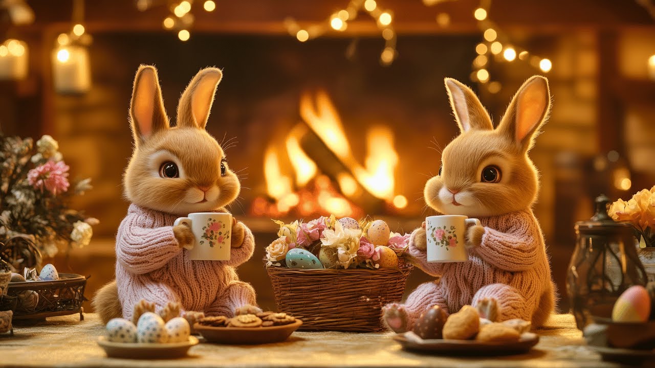 Easter Jazz Vibes – Cozy Jazz Music by the Fireplace with Cute Bunnies & Spring Atmosphere for Relax