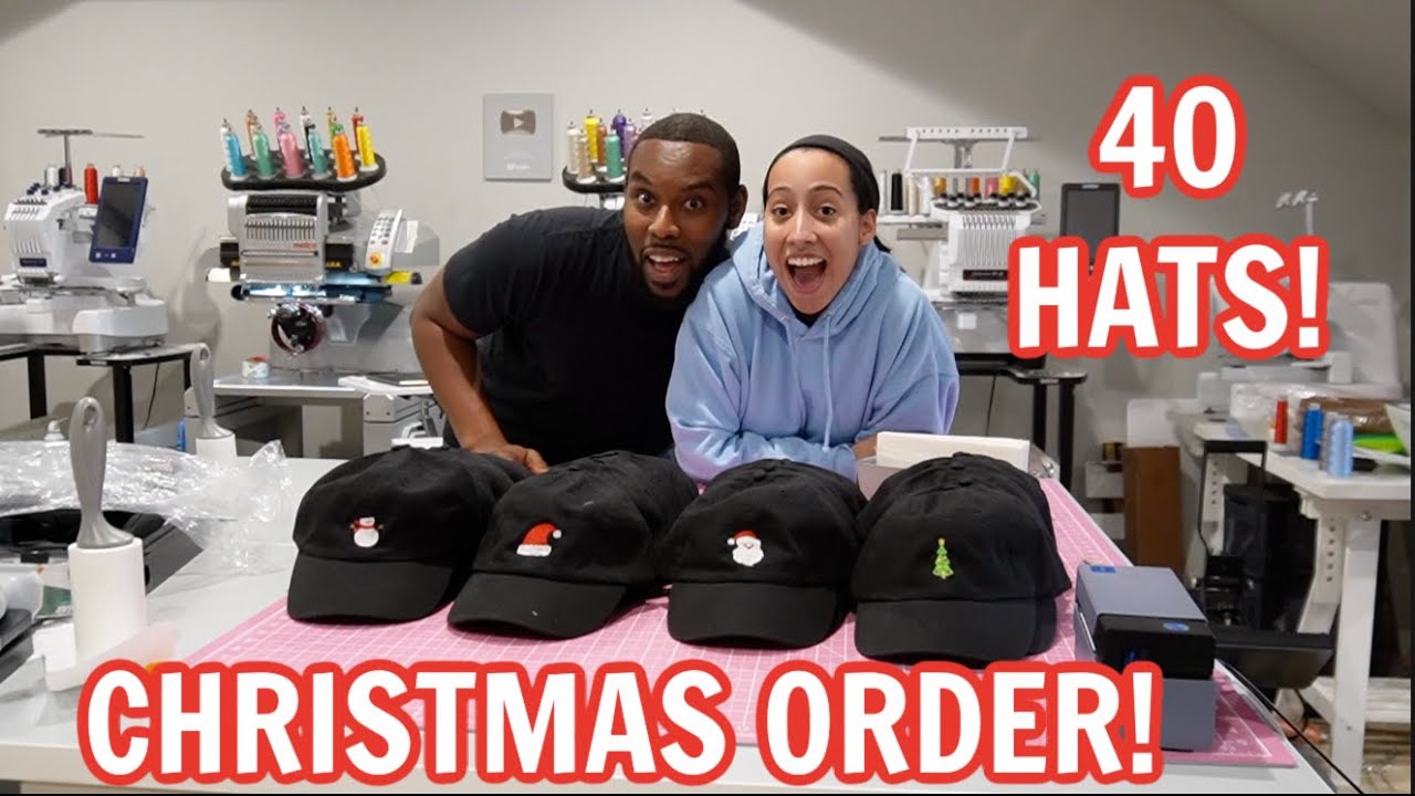 MAKING 40 CHRISTMAS HATS! His First Big Embroidered Hat Order!