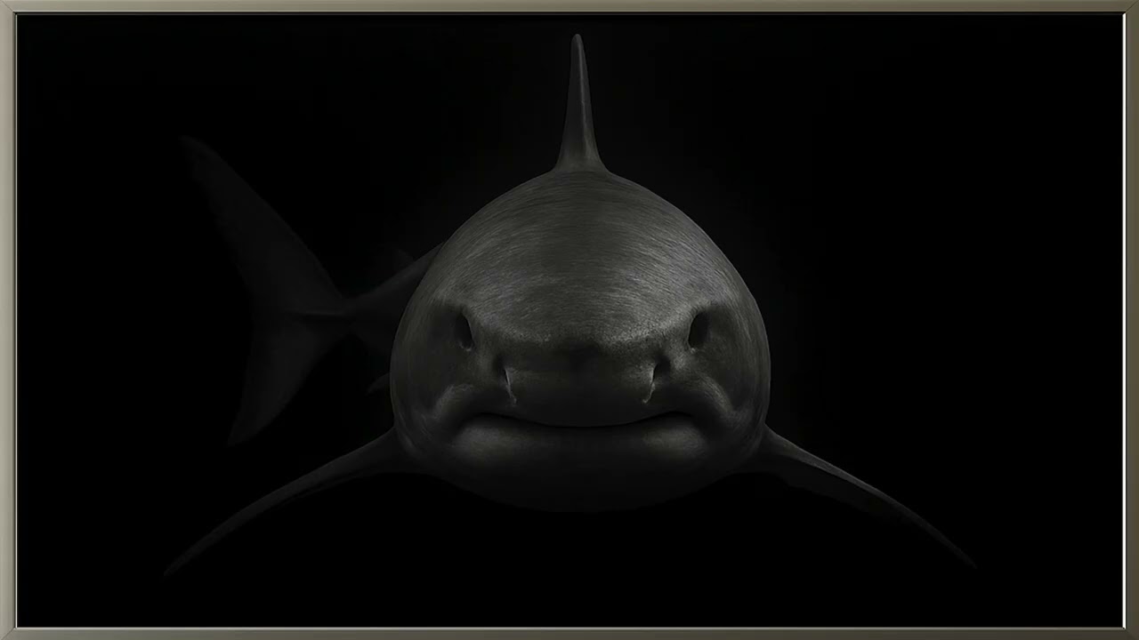Black & White Shark Portrait | Bold Frame TV Screensaver Art