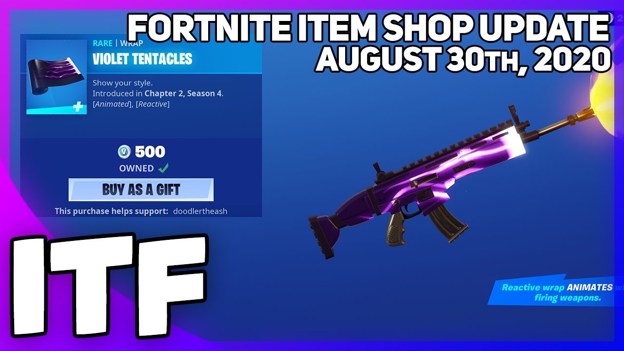 Fortnite Item Shop *NEW* REACTIVE VIOLET TENTACLES! [August 30th, 2020] (Fortnite Battle Royale)