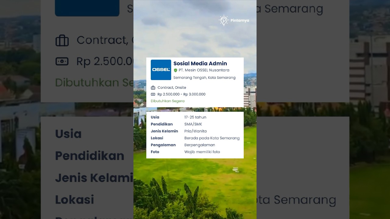 Info Loker Semarang 👋 Lamar sekarang di link: bit.ly/LokerPintarnya3