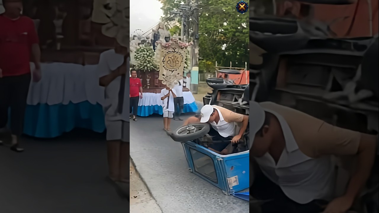 He tried to overtake the procession 😭 #virginmary #religion #catholic
