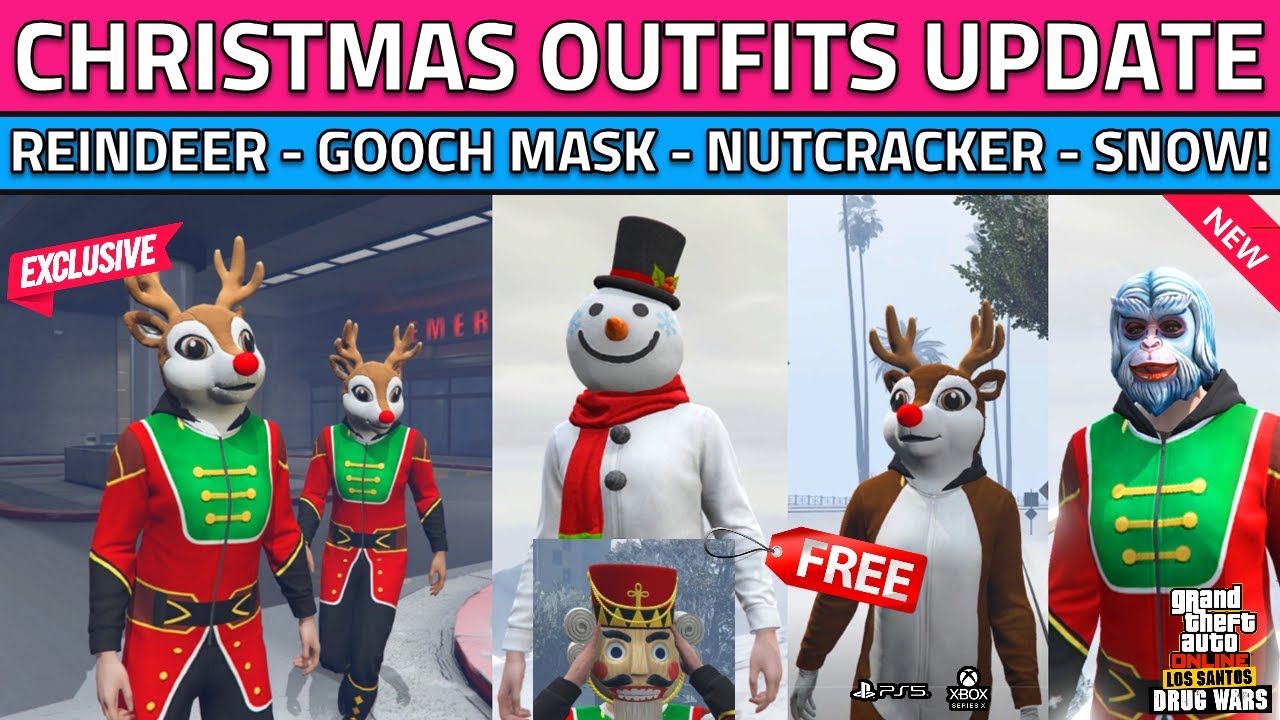 GTA 5 Online CHRISTMAS Update 2022 Release Date! How To Get Reindeer Outfit,Gooch Mask Grinch - SNOW