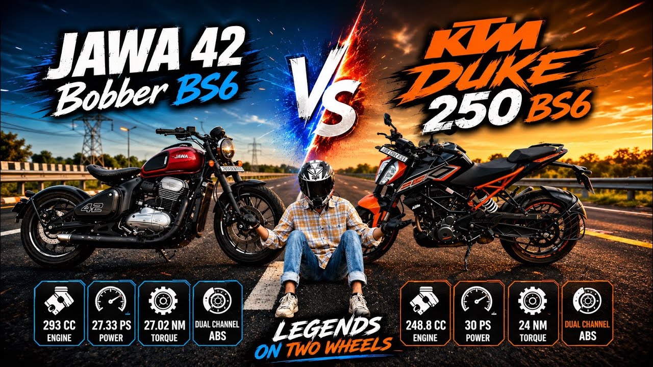 Jawa 42 Bobber BS6 VS Ktm Duke 250 BS6🥵 || Top speed 140+