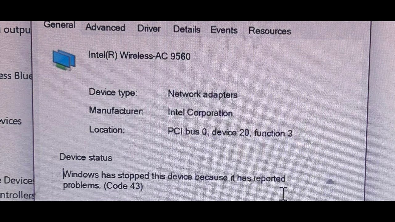 Fix Intel Wireless AC 9560 Adapter Not Working Error Code 10/43/45/56/39 Windows 11/10 PC