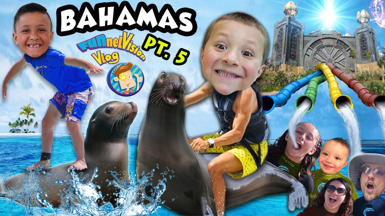 Playing with SEA LIONS + POWER TOWER WATER SLIDES!! FUNnel Family LEAVES Bahamas ◕︵◕ Trip Part