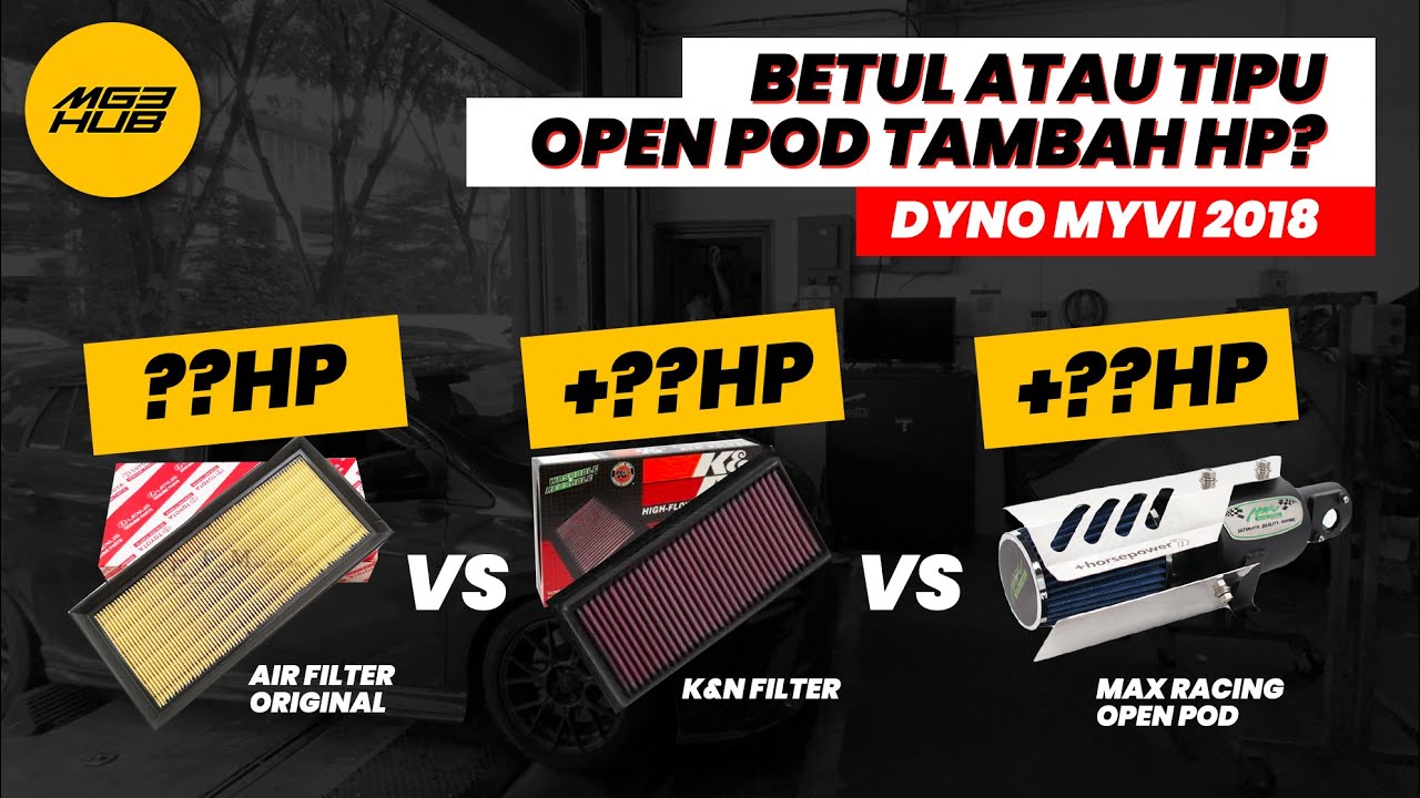 Original Air Filter vs K&N Air Filter vs Max Racing Open Pod | Dyno Test Myvi 2018