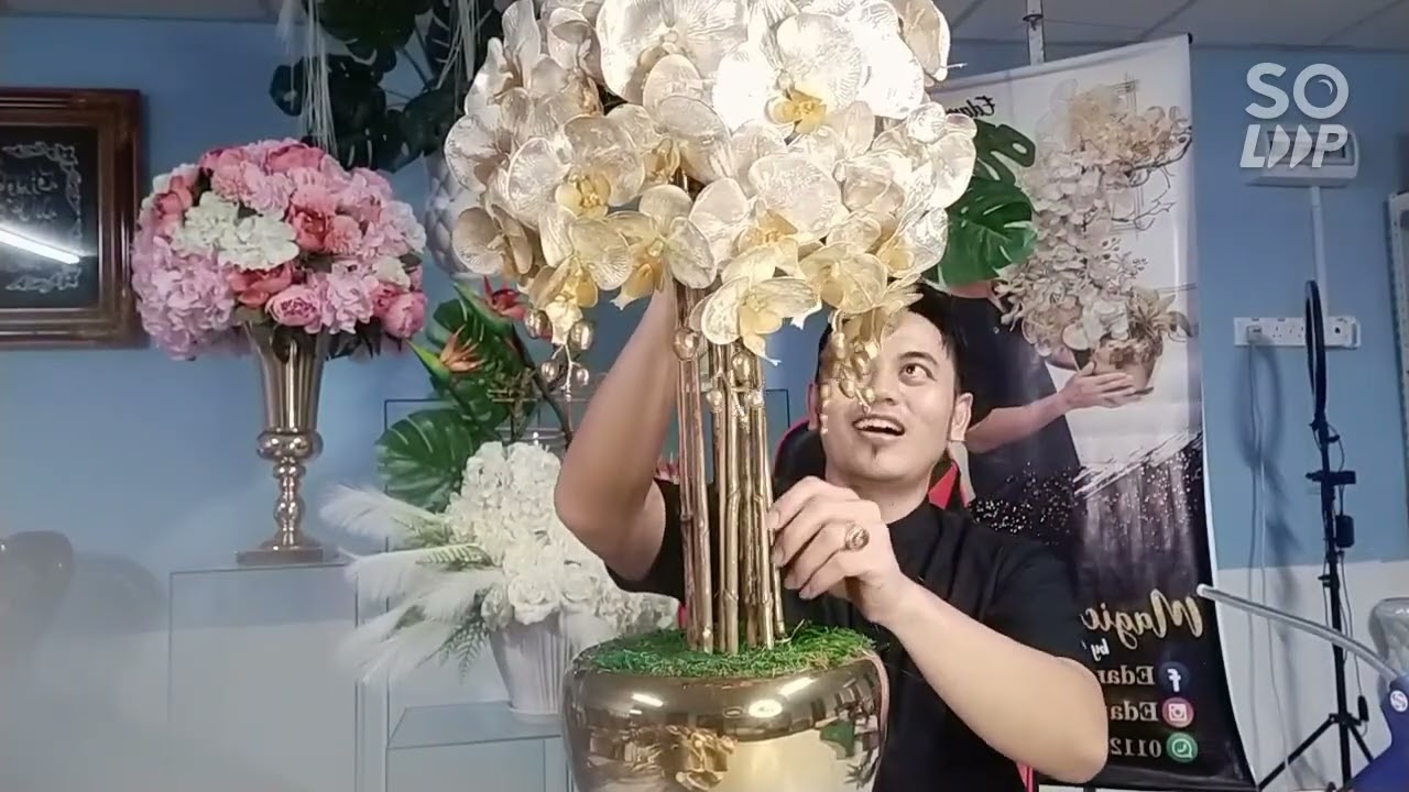 Gubahan Bunga Payung Emas /Goldish Orkid /Abang Orkedman/EdamanDeco