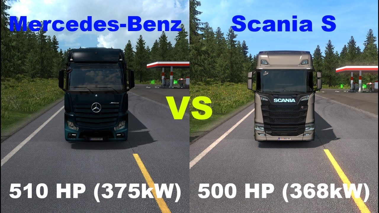 Drag Race - 510HP Mercedes-Benz New Actros vs 500HP Scania S High Roof - Euro Truck Simulator 2