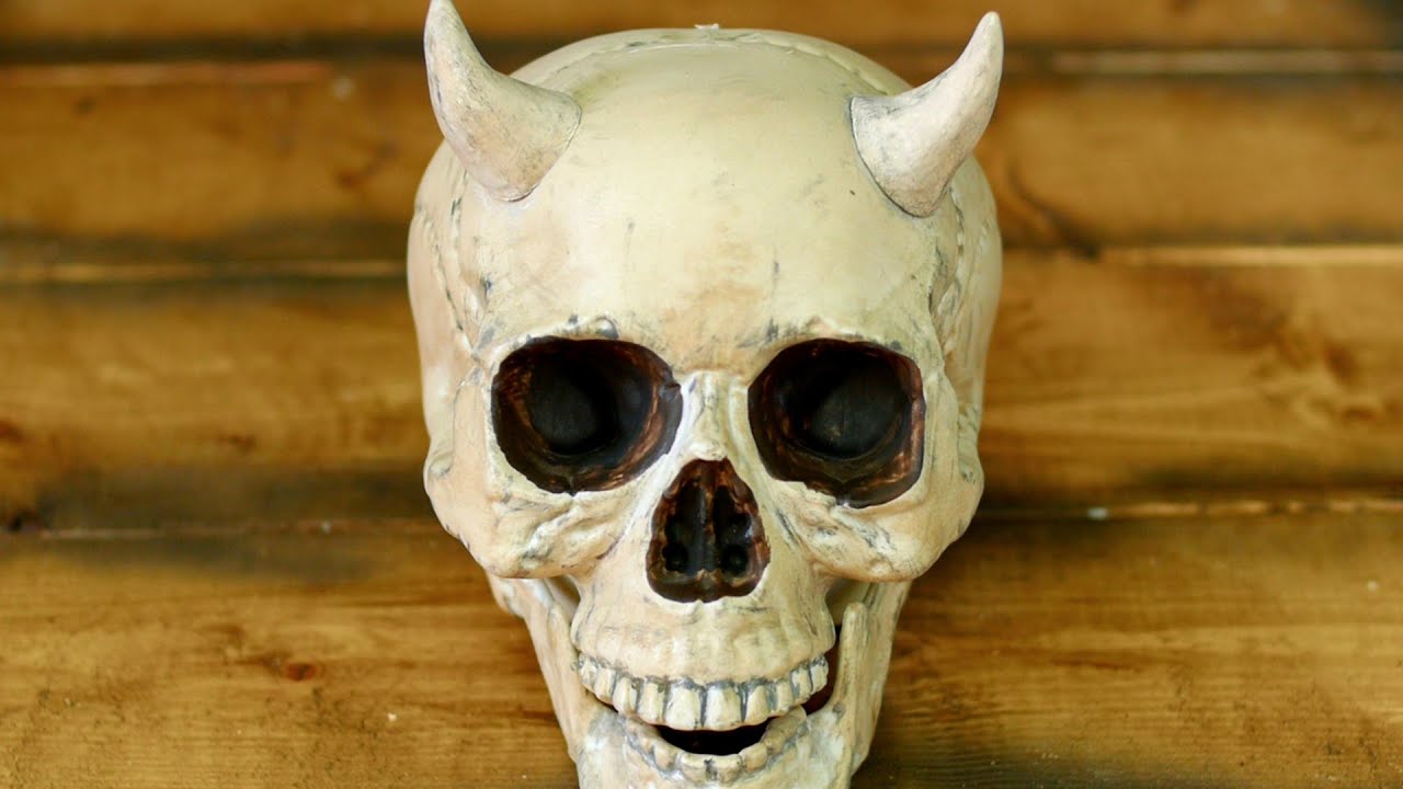 HUMAN SKULL WITH HORNS!