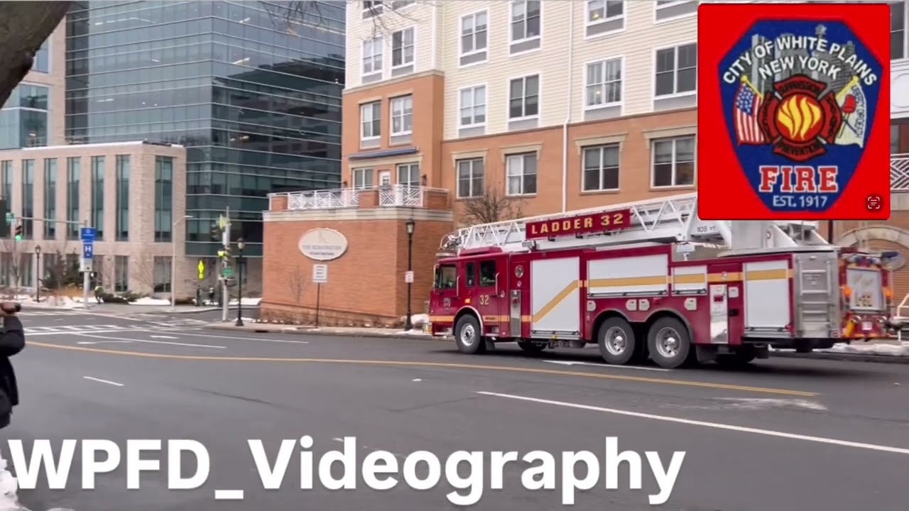 White Plains FD Ladder 32, & Engine 65, arriving at a commercial alarm at 122, Maple Ave. 2-11-26